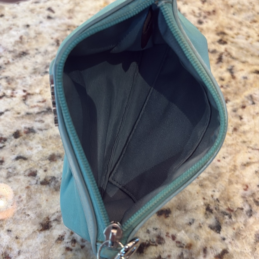 Coach Turquoise Sea Foam Leather Wristlet - Picture 6 of 9